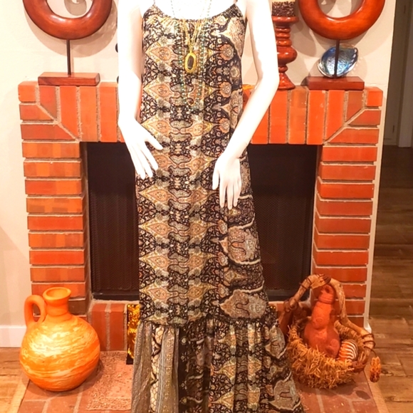 Karma Highway Shift Silky Tier Maxi Dress OS NWT - Picture 7 of 8